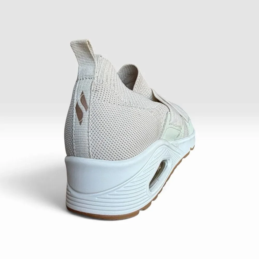 Skechers Uno Cross Knit Womens 9 Off White Slip On Sneakers 177110 Memory Foam